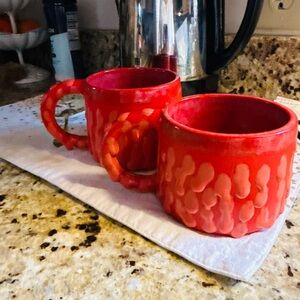 Martha Stewart Bold Red Textured Mugs